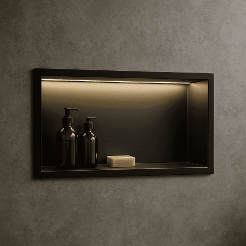 Inbouwnis mat zwart 30x60 met LED